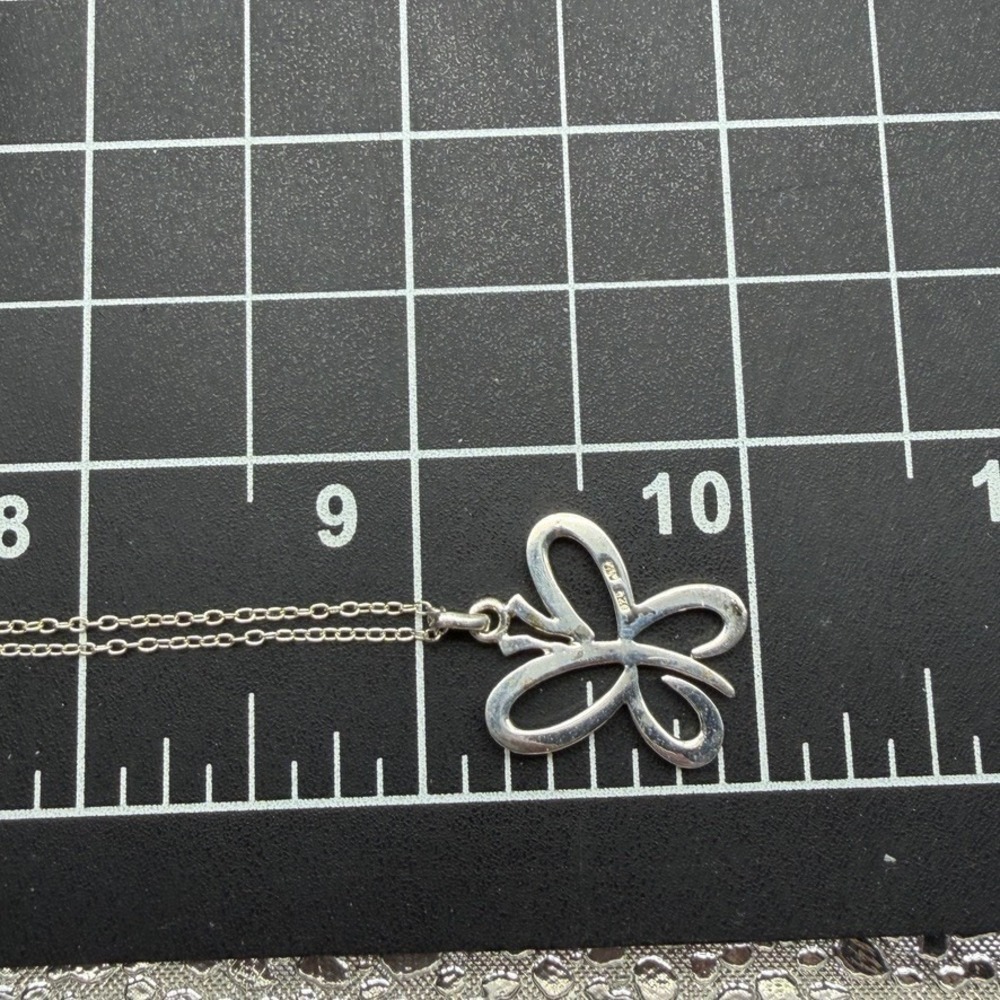 Sterling Silver 925 Open Butterfly Cutout Pendant Necklace 18" Spring Marsala - Picture 6 of 8